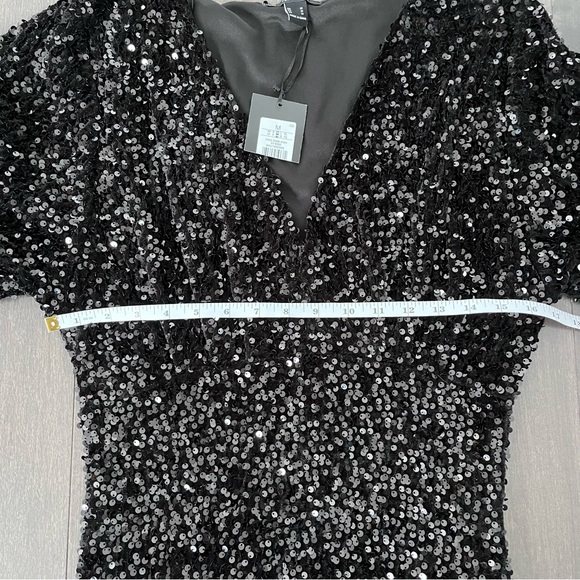 Forever 21 Black Sequin Surplice Mini Dress BNWT Christmas Party & NY - Picture 7 of 12